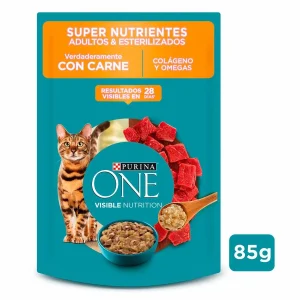 Purina One Gatos Super Ntes Adultos Esterilizados Carne 85 Grs